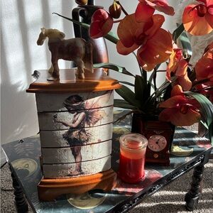 Fairy-Themed “ Tiny Treasures “Jewelry Box with black velvet lining